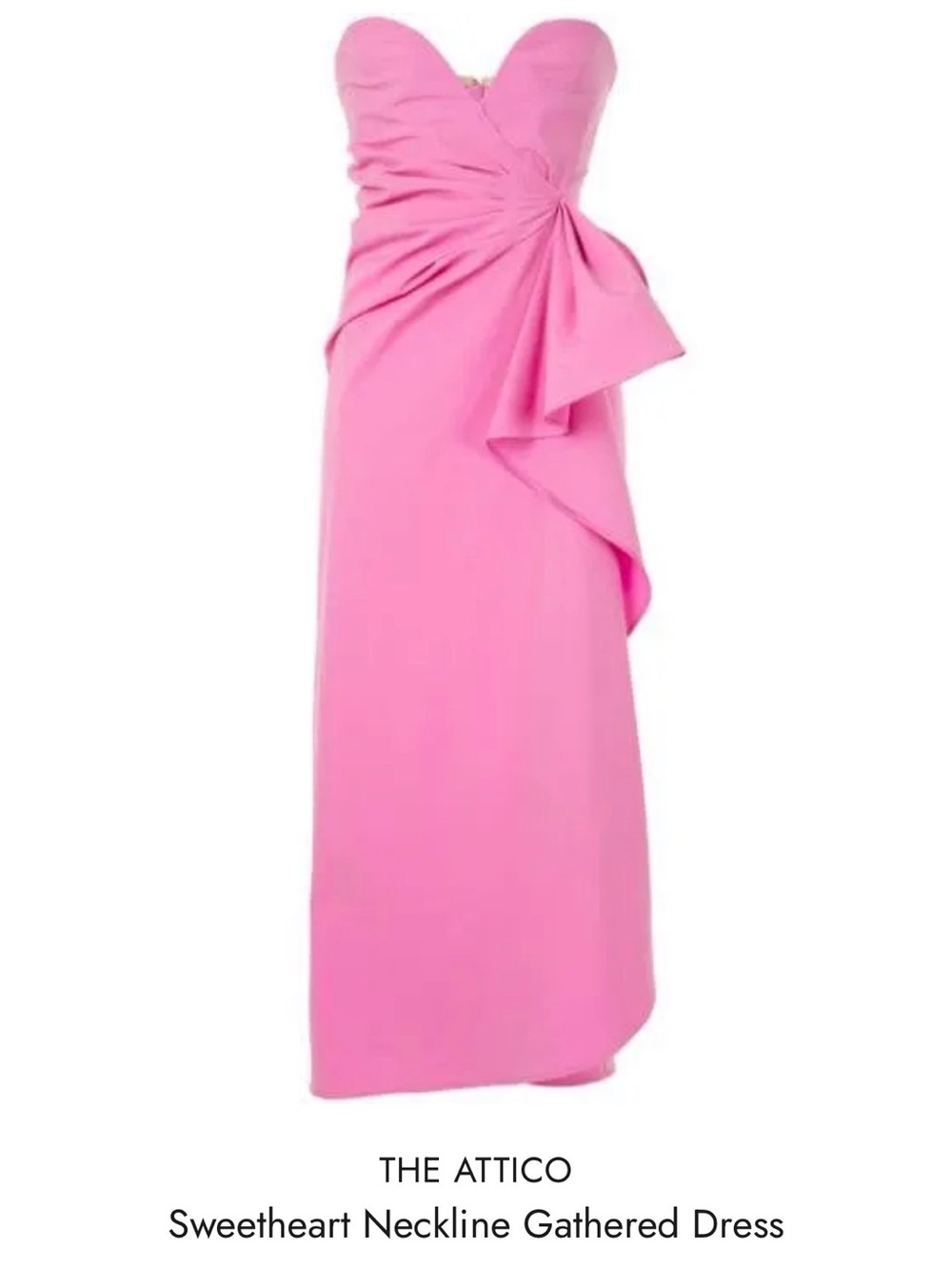 The Attico Strapless Sweetheart Pink Gown with Draped Gather Size IT38